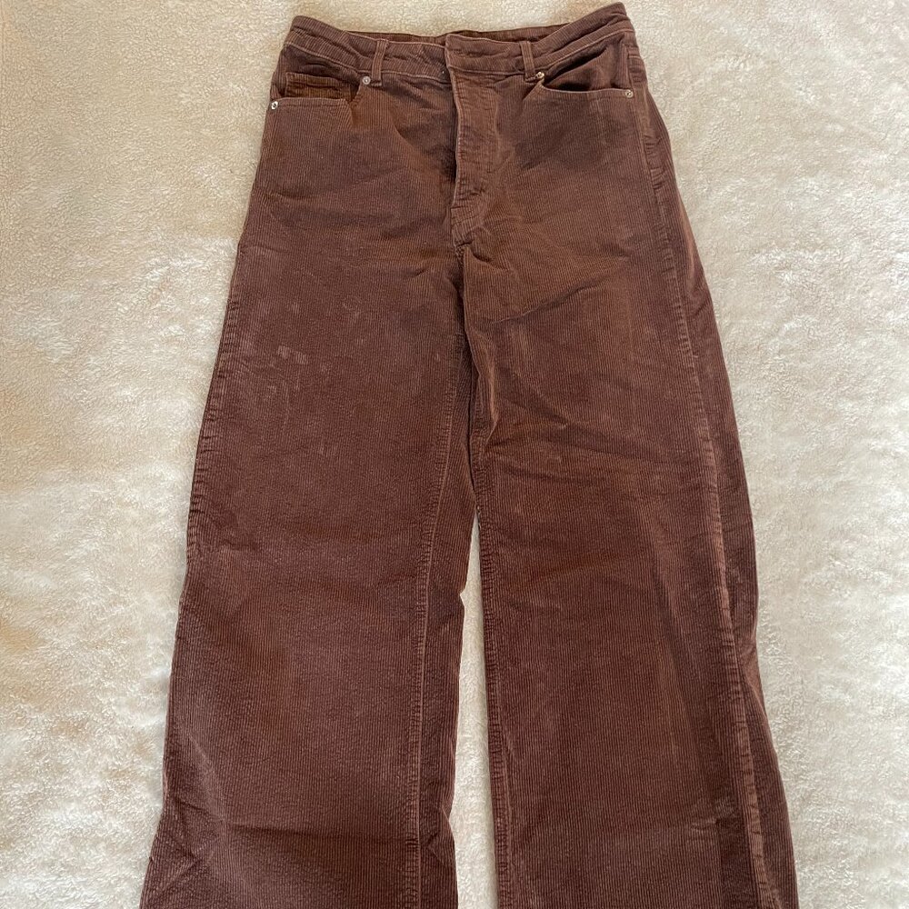 Wide leg brown corduroy pants